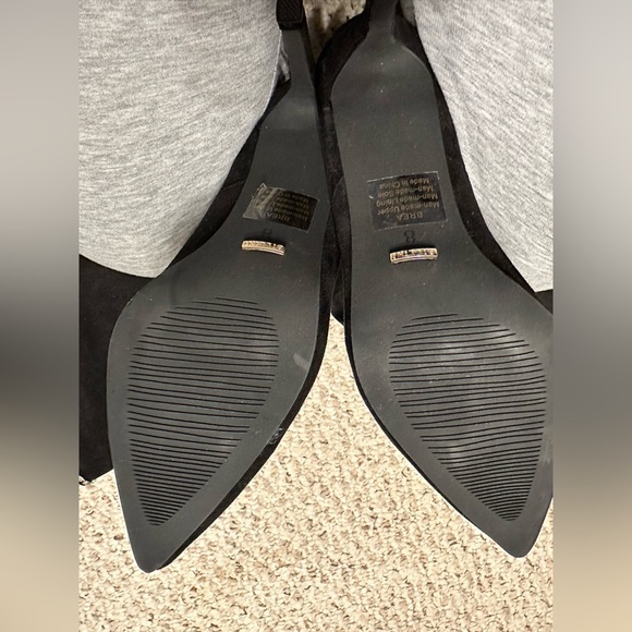 Brea Stiletto Heel Mid Calf Boots, Rhinestone Embellishments, Black, Size 8 - Picture 10 of 11